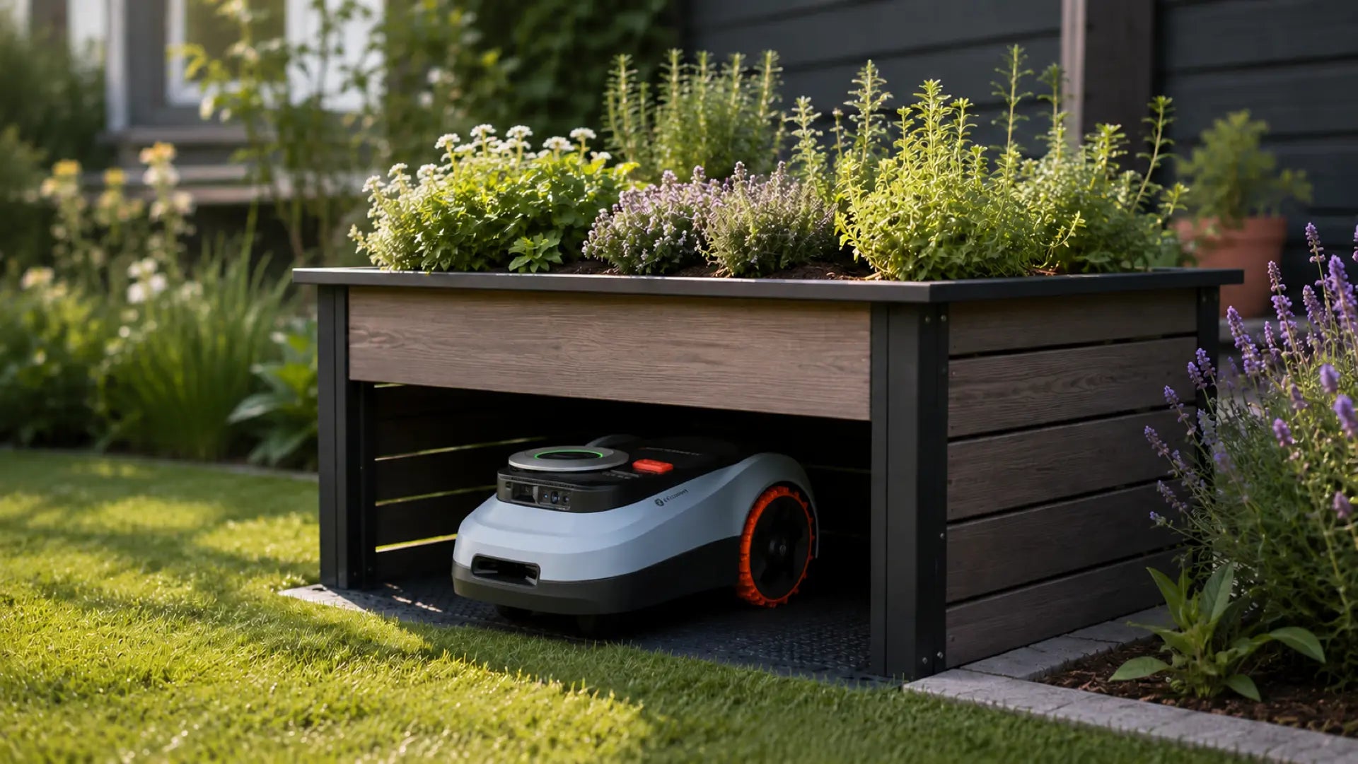 Mähroboter Garage mit Hochbeet: kaufen, planen oder selber bauen?
