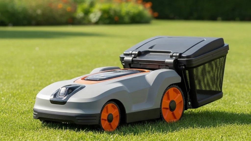 Mähroboter mit Fangkorb