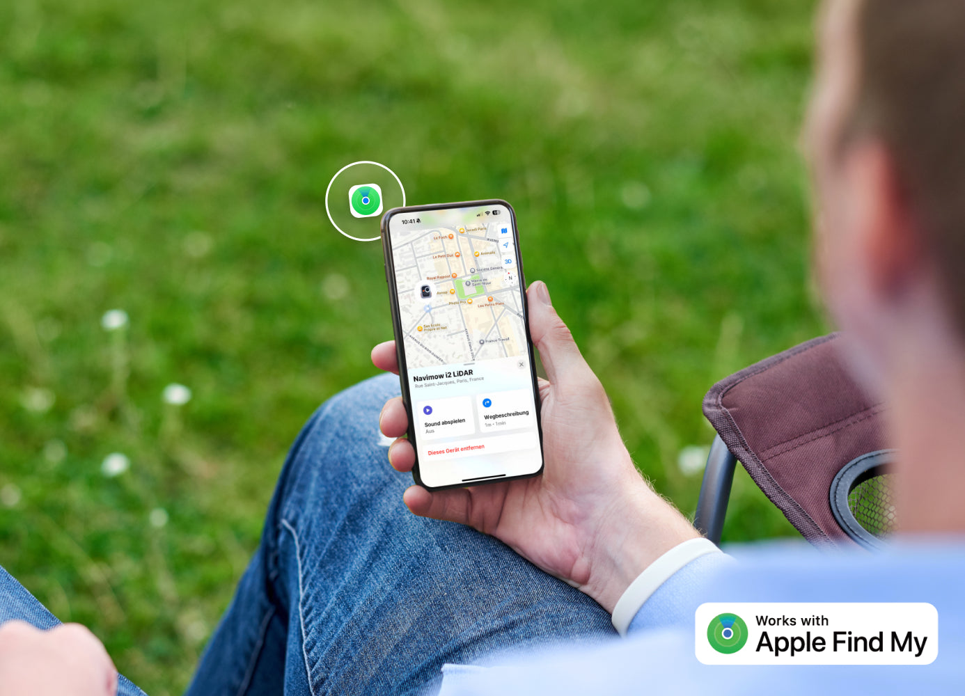 Navimow i2 LiDAR Mähroboter arbeitet mit Apple Find My