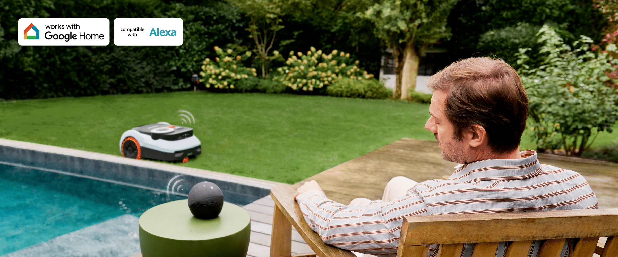 <p>Freihandkontrolle per Alexa oder Google Home.<br/> </p>