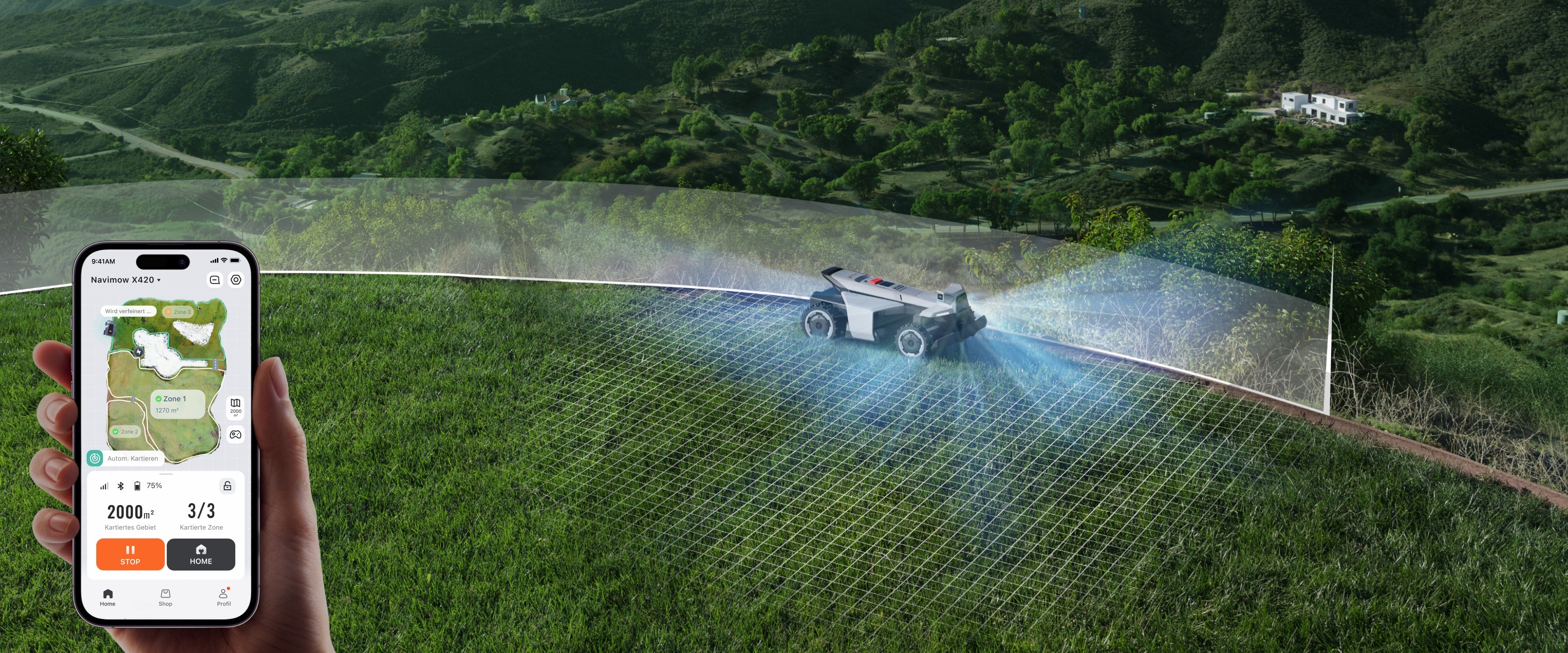 <p>Erkennt automatisch Begrenzungen und erstellt virtuelle Karten ohne Abfahren der Umrandung.</p>